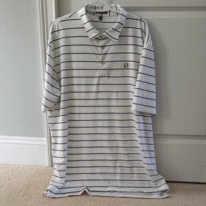 Peter Millar White and Navy Striped Polo Shirt